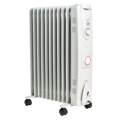 MYLEK Oil Filled Heater Radiators 2500W, Electric Portable White Heaters, Adjustable Thermostat And 24Hr Timer, 3 Heat Settings, Energy Efficient, Safety Tip Over Protection (2.5KW White)