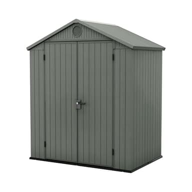 Keter Darwin 6x4ft Double Door Garden Shed – Green | Evotech Wood-Effect Composite | Weatherproof Outdoor Storage for Tools, Bikes & Equipment | Skylight, Ventilation & Heavy-Duty Floor