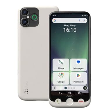 Doro - Aurora A30 Smartphone - Senior Mobile Phone - Easy to Use - Assistance Button with GPS Location - Hearing Aid Compatible - USB Cable Included - Graphite