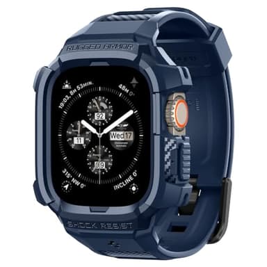 Spigen Rugged Armor Pro Case with Strap Band Compatible with Apple Watch Ultra 2 49mm and Apple Watch Ultra 49mm - Navy Blue
