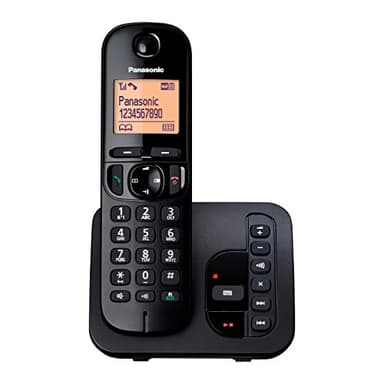 Panasonic KX-TGC220EB DECT Cordless Phone with Answering Machine, 1.6 inch Easy-to-Read Backlit Display, Nuisance Call Blocker, Hands-Free Speakerphone, ECO Mode – Black, Single Handset Pack