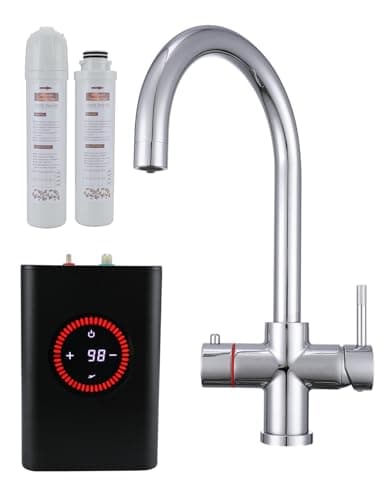 Yamataro 4 in 1 Boiling Water Tap Boiling, Filtered Cold, Main Hot & Cold Instant Hot Water Tap with Boiler Unit and Filter Temperature Adjustable WRAS Approved