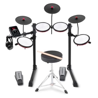 Alesis Turbo Max Electric Drum Kit with Quiet 8-inch Mesh Pads, Lessons, Bluetooth and Accessories, Foldable