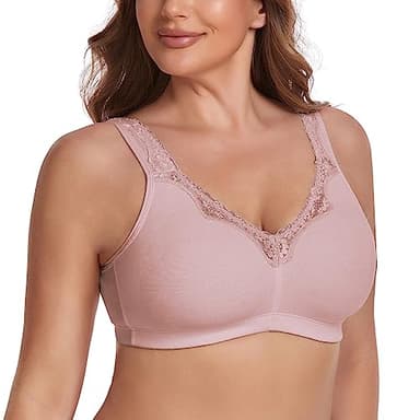 Ayigedu UK Women's Plus Size Bra Full Coverage Non-Wired Non-padded Minimizer Bra 50-F Pink