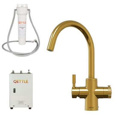 QETTLE Original 4-in-1 Instant Boiling Water Tap | True Boiling, Filtered Cold, Mains Hot & Cold (Gold, 2 Litre Boiler)