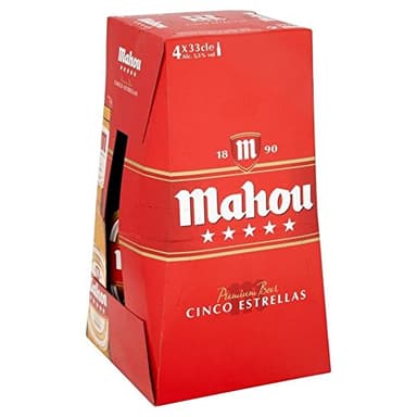 Mahou Cinco Estrellas Premium Beer 4 x 330ml - (Pack of 2)