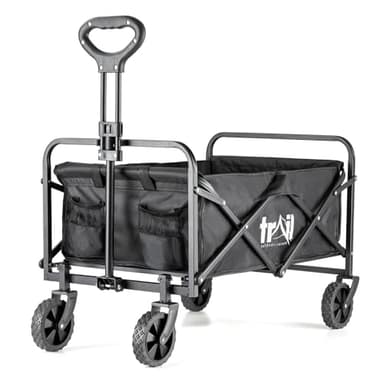 Trail Compact Folding Camping Trolley, Heavy-Duty Festival & Garden Cart with Telescopic Handle & Front Castor Wheels, Removable Water-Resistant 600D Polyester Liner, 75L Capacity, 60kg Max Load