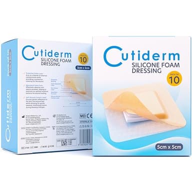 Cutiderm Gentle Silicone Foam Comfort Wound Dressing with Lite Border (5cm x 5cm (Pack of 10))