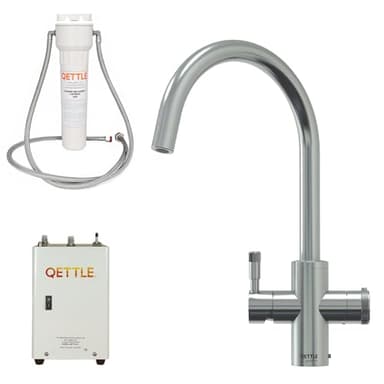 QETTLE Signature Modern 4-in-1 Instant Boiling Water Tap | True Boiling, Filtered Cold, Mains Hot & Cold (Brass, 2 Litre Boiler)