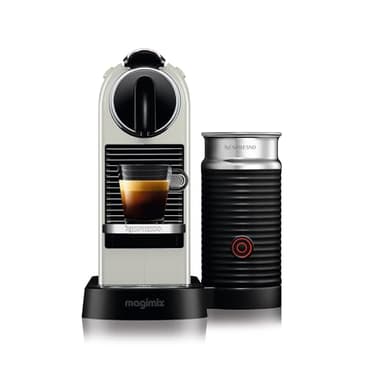 Nespresso Citiz Coffee Machine with Aeroccino Milk Frother by De'Longhi for Original Coffee Pods, Latte, Cappuccino, Espresso, Starter Capsule Set Included, EN267.WAE, White