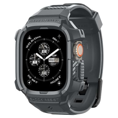 Spigen Rugged Armor Pro Case with Strap Band Compatible with Apple Watch Ultra 2 49mm and Apple Watch Ultra 49mm - Dark Gray