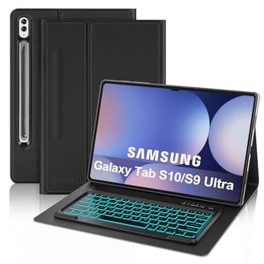 Keyboard Case for Samsung Galaxy Tab S10/S9 Ultra 14.6 Inch, Wireless Detachable Bluetooth Backlit Keyboard, Slim Cover with Pen Holder for Samsung Galaxy Tab S10/S9 Ultra 14.6" 2024/2023, Black