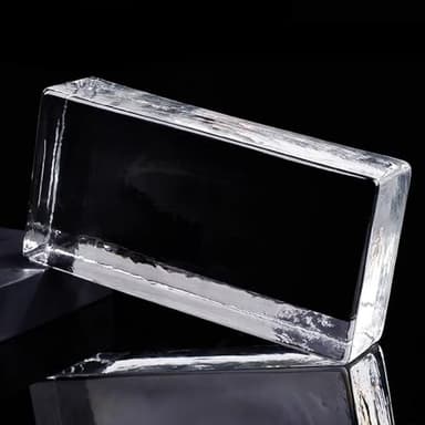 SUZEPER Rectangular Clear Glass Bricks, Solid Double-Sided Crystal Bricks, Office Decorative Partition Wall Sound Insulation Thermal Insulation Glass Blocks (7.9"x3.9"x2", Clear- F)
