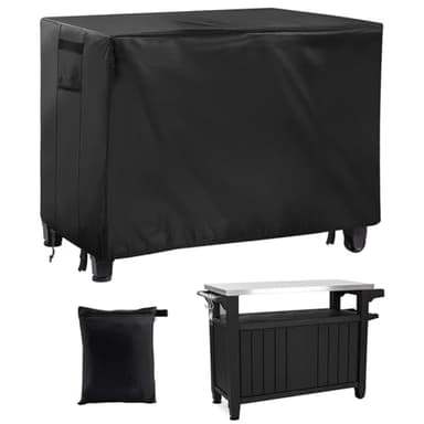 PAMASE 54'' Outdoor Prep Table Cover for Keter Unity XL Portable Table Storage Cabinet, Waterproof Heavy Duty BBQ Grill Table Cover (Black)