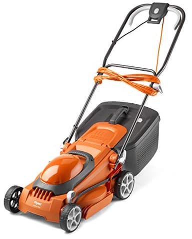 Flymo EasiStore 380R Electric Rotary Lawn Mower - 38 cm Cutting Width, 45 Litre Grass Box, Close Edge Cutting, Rear Roller, Central Height Adjust, Space Saving Storage Features