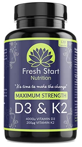 Vitamin D3 4000 IU and Vitamin K2 200µg MK7 - Vitamin D3 K2 High Strength Supplement - 120 Capsules 4 Month Supply Cholecalciferol - K2 Menaquinone-7 - Made in The UK
