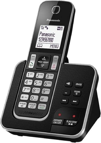 Panasonic KX-TGD320 Cordless Home Phone with Nuisance Call Blocker and Digital Answering Machine - Black & Silver