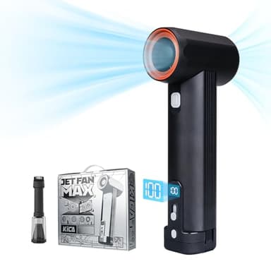 KiCA JETFAN MAX Cordless Air Leaf Blower and Vacuum with 4000mAh*6S Removable Battery&Charger,Brushless Motor Lightweight Gardan Blower,UP TO 331km/h & 11m³/min,1-100 Speed Mode,Removable Nozzle