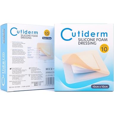 Cutiderm Gentle Silicone Foam Comfort Wound Dressing with Lite Border (10cm x 10cm (Pack of 10))