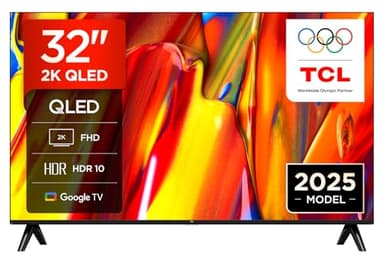 TCL 32V5C-UK 32Inch Full HD Smart QLED Direct LED TV with Android TV & HDR - Compatible with Google Cast & Google Home, Slim Design