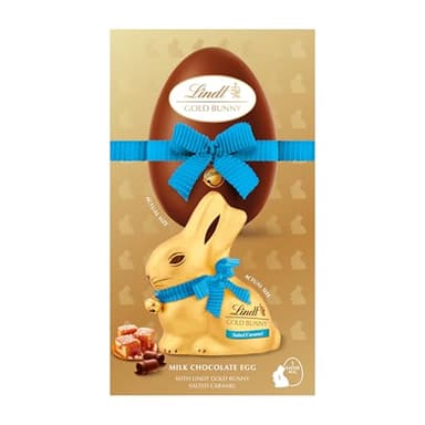 Lindt Gold Bunny Egg Salted Caramel Milk Chocolate Easter Bunny 195g – Iconic Foil Wrapped Bunny – Indulgent Easter Chocolate Treat – Easter, gift