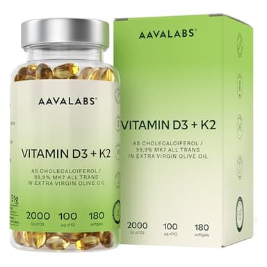 Vitamin D3 K2 MK7 (99.9% All-Trans) with Extra Virgin Olive Oil - 180 Softgels D3 and K2 Vitamin Supplements