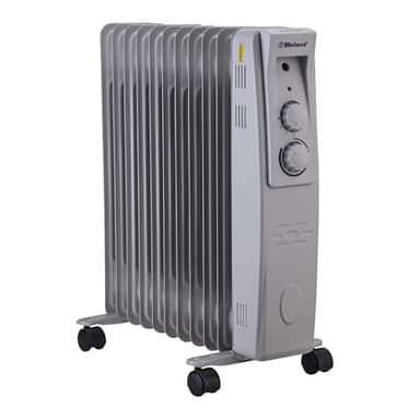 Belaco 2500W Oil Filled Radiator Heater, 11 Fin Portable Electric Radiator with Adjustable Thermostat, Energy Saving Quiet Room Heater with Wheels & Safety Cut-Off, for Home & Office - Grey