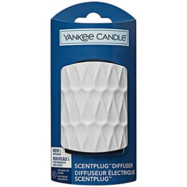Yankee Candle ScentPlug Diffuser | Plug In Air Freshener Base | White Organic Pattern Decorative Shade | UK 3 Pin Plug