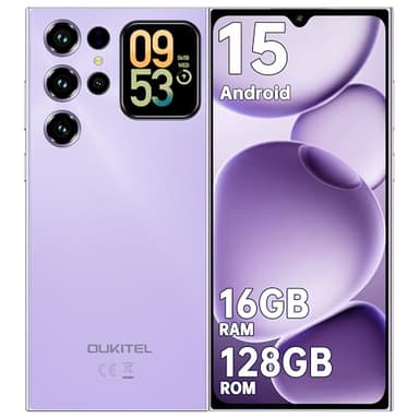 OUKITEL C62 Mobile Phones 2025 - Android 15, 6.88" Smart phone, 16GB+128GB/1TB, 5150mAh Battery Phone, 13MP Camera, 4G Dual SIM-Free & Unlocked Mobile Phones, Fingerprint/Face Unlock/GPS/BT5.0, Purple