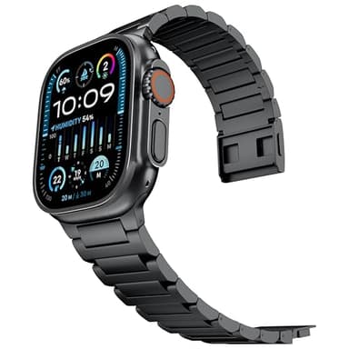 LULULOOK Titanium Watch Strap Grade 4 for Apple Watch Ultra 2/Ultra 49 mm Replacement Magnetic Titanium Band with Super DLC Coating for iWatch Ultra Bracelet width 24 mm-64G Ultralight-Black