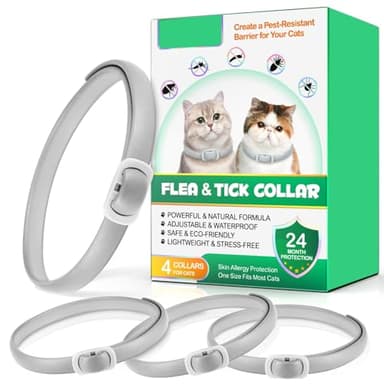 Collar for cats, 4 Packs Adjustable Pheromone Collars, para Gatos, Pack de 4 en Gris, Ajustable y Resistente al Agua para Gatos, Collar Protector Natural.