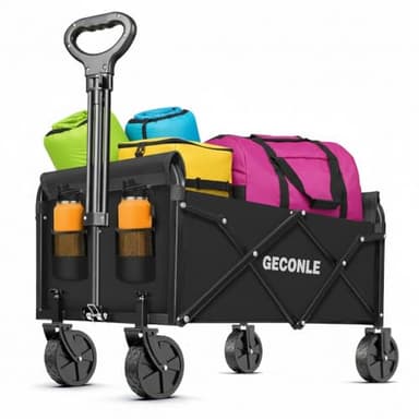 Festival Trolley Folding Trolley Cart with Wheels 100KG/220LBS - Portable Garden Wagon Cart with Drink Holders for Grocery Outdoor Sports Garden Camping