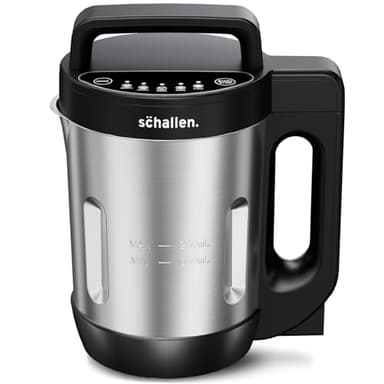 Schallen Electric Soup Maker 1.2L – Stainless Steel Jug & Blade, 800W Heating, 140W Motor, Intelligent Control, Auto Clean, Dry Burn Protection & Overspill Sensor – Ideal for Smooth & Chunky Soups