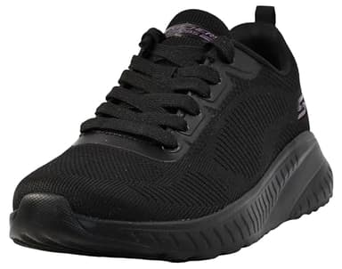 Skechers Women's BOBS Squad Chaos FACE Off Sneaker, Black Engineered Knit/Trim, 7 UK