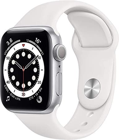 Apple Watch Series 6 (GPS, 40mm) Silver Aluminium Case with White Sport Band (Renewed)