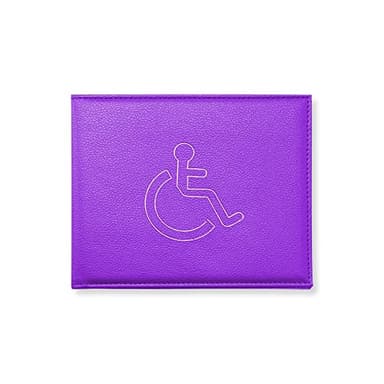 ONE BEST DEAL OBD PU Leather Disabled Badge Holder Wallet Compact Purple Badge Holder for Disabled Drivers Hologram Safe Parking Permit Protector Handicap Disability Card Wallet