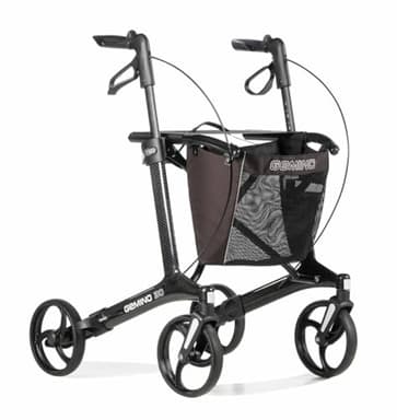 Helping Hand GEMINO 30 Carbon Rollator for Elderly. Ultra-Lightweight Carbon Fibre Walking Frame with Seat, Bag & Crutch Holder. Stable, Stylish & Comfortable Mobility Aid for Indoor & Outdoor Use