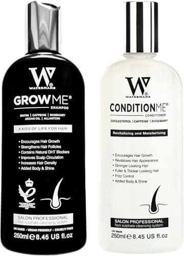 Hair Growth Shampoo & Conditioner by Watermans UK Biotin, Argan Oil, Allantoin, Rosemary, Niacinamide, Lupin. Male & Female Hair Loss Products