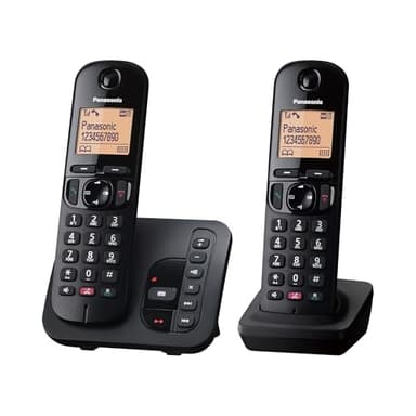 Panasonic KX-TGC262EB Digital Cordless Phone for Elderly with Nuisance Call Block, Answering Machine, Easy-to-read Display, Hands-Free Speakerphone, Alarm Clock, Twin Handset Pack