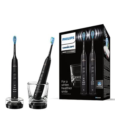Philips Sonicare DiamondClean 9000 – Connected Electric Toothbrushes for Better Teeth and Gum Hygiene, Black & Black (Hx9914/54)