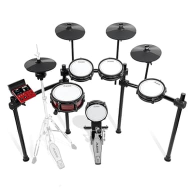 Alesis Nitro Ultimate Electric Drum Kit with Dual Zone Quiet Mesh Pads, Movable Hi-Hat, 640 Authentic BFD Sounds and 52 Kits, Bluetooth, Drumeo, USB MIDI, Double Kick Compatible
