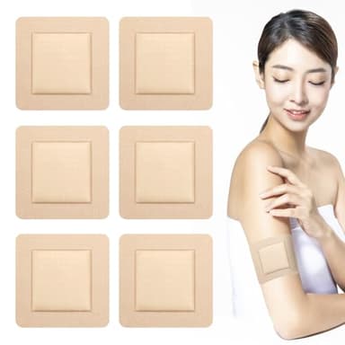 Solivive 6 PCS Silicone Foam Dressing 10cm x 10cm Foams Dressing for Wounds with Border Adhesive Waterproof Central Ultra Absorbent-Foam, Silicone Wound Dressing Silicones Wound Bandage