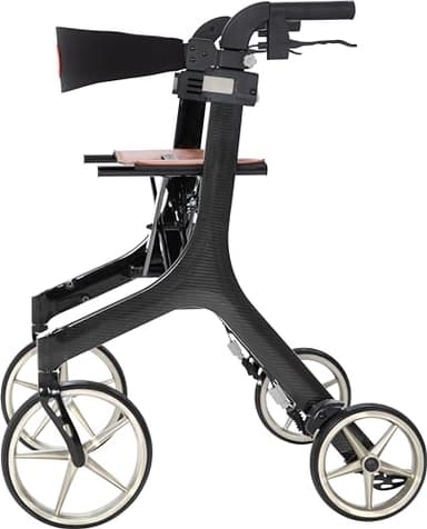 MobiQuip Ultra Lightweight, Carbon Rollator, Premium 4 Wheeled Walker with Seat, Weighs Just 5.9Kg, Folding Mobility Aid, Walking Frame for Elderly or Disability