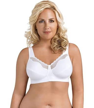 Exquisite Form Women's Cotton Soft Cup Bra 5100535 Full Coverage, White, 46DD