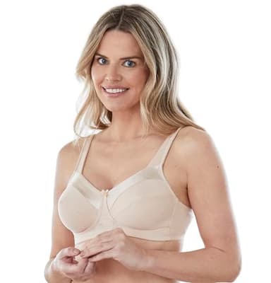 Bestform 5006715 Satin Trim Wireless Cotton Bra with Unlined Cups, Nude, 38DD