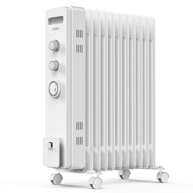 VonHaus Oil Filled Radiator 11 Fin, Heater Portable Electric Free Standing 2500W for Home, Office, Any Room – 24 hour Timer, Adjustable Thermostat, 3 Heat Settings, 4x Wheels, 1.5m Power Cable