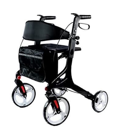 Advanced Aluminum Rollator Folding Mobility Walker with Seat Zimmer Frame- 9226BL
