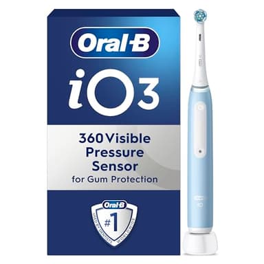 Oral-B iO3 Electric Toothbrush For Adults, 1 Toothbrush Head, 3 Modes With Teeth Whitening, Oral B Electric Toothbrushes, 2 Pin Plug, Blue