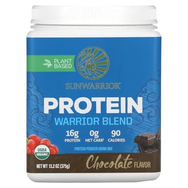 Sunwarrior - Warrior Blend High Performance| Plant-Based | Keto-Friendly |Vegan |Organic Protein Powder Chocolate 375 g
