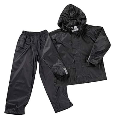 Metzuyan Kids Childrens Waterproof Suit Jacket & Trousers Raincoat Outdoor Set Black 5-6